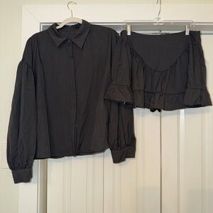 Black Blouse and Skirt Set